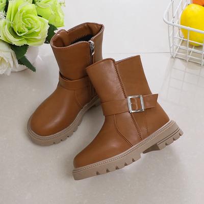Kids Fashion Boots Girls Sweet Boots Chic with Buckle Classic 2024 Children Casual Boots Simple Non-slip Versatile Autumn Winter
