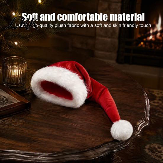 Comfortable Polyester Xmas Party Favor Classic Christmas Hat with Spire, Soft Plush Festive Red Cap, Holiday Theme Costume Prop for Kids One