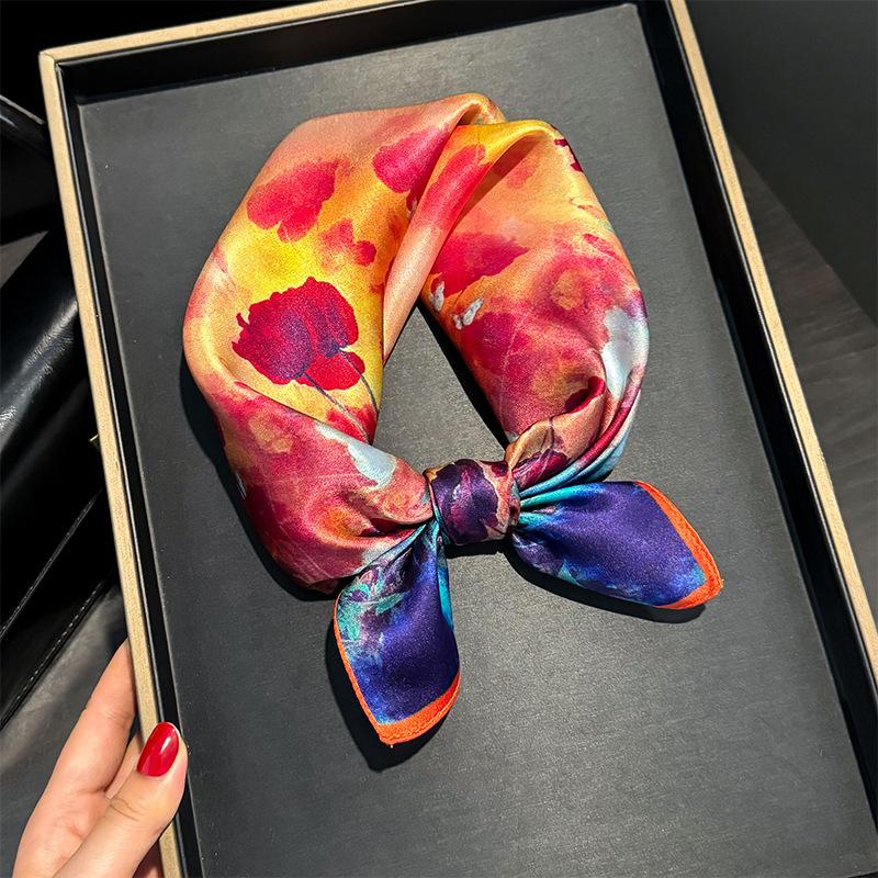 

Новый 100% Натуральный Шелк Квадратный Шарф Женский Шейный Бандана Тутовый Шарф Женский Шейный Платок Роскошный Головной Платок Шаль Палантин Хиджаб Real Silk 53x53cm