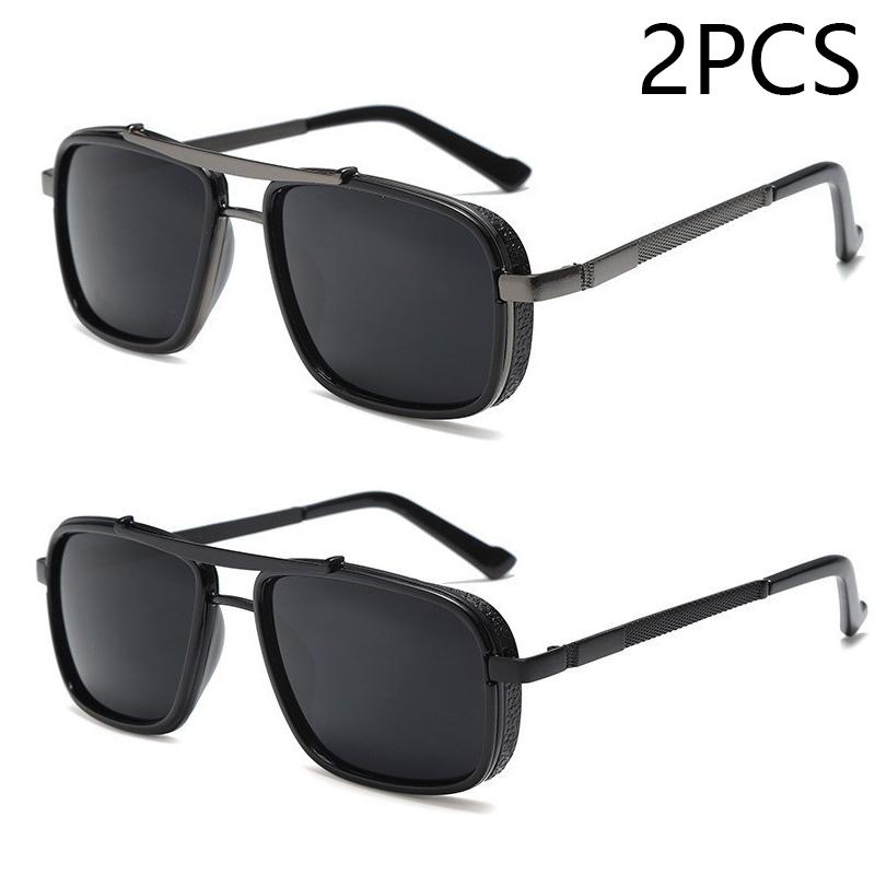 New Sunglasses Punk Sunglasses New Men's Square Uv400 Twin-beam Aviator Sunglasses