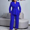 Women Elegant Ruffle Long Sleeve Top Wide Leg Pants Two Piece Set