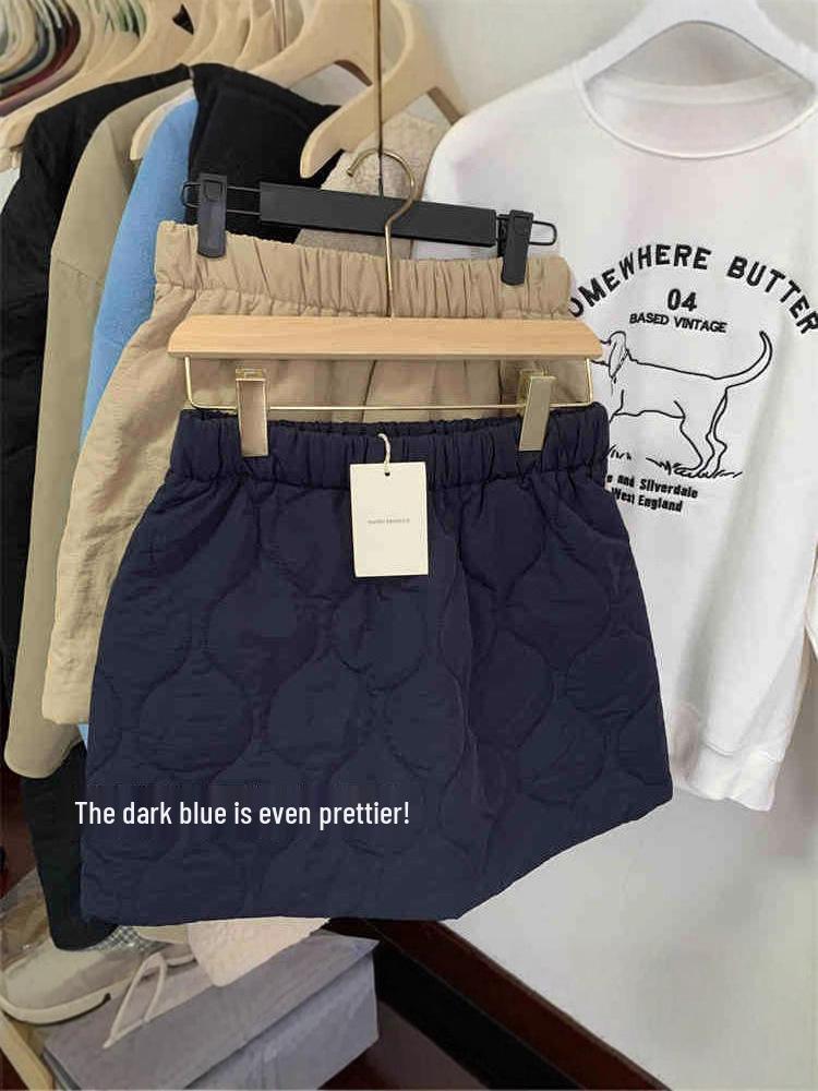 American Diamond Quilted A-Line Mini Skirt for Petite Women, New Autumn/Winter Collection, Warm & Elastic Waist