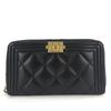 Used Coin Case Boy Chanel Zip Around Caviarskin Black 23rd