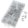200 ST Blandade Storlekar Tryckfjäderkit i Låda Rostfritt Stål Sortiment Fjäderuppsättning Silver Reparationsverktyg
