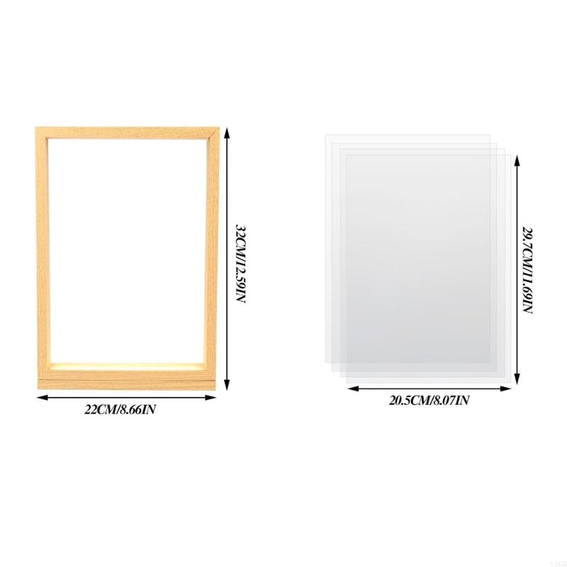 Shared Family Print Art Display with 4 Clear Inserts, Warm Light and USB Cord for Indoor Handprint Display Use Y5GB
