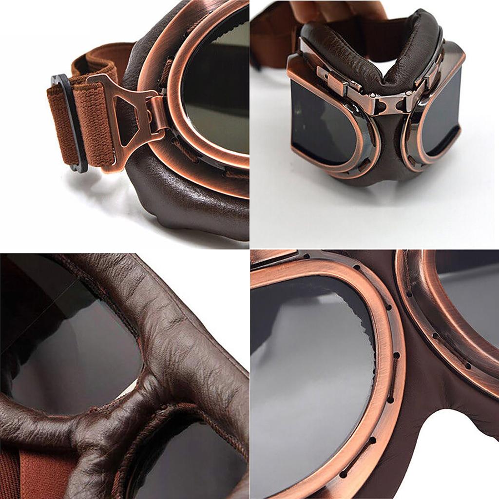 [evomosa] Vintage Retro Motorcycle Cycling Sports Goggles Helmet UV Protection Multi-Purpose Use Protective (Smoke)