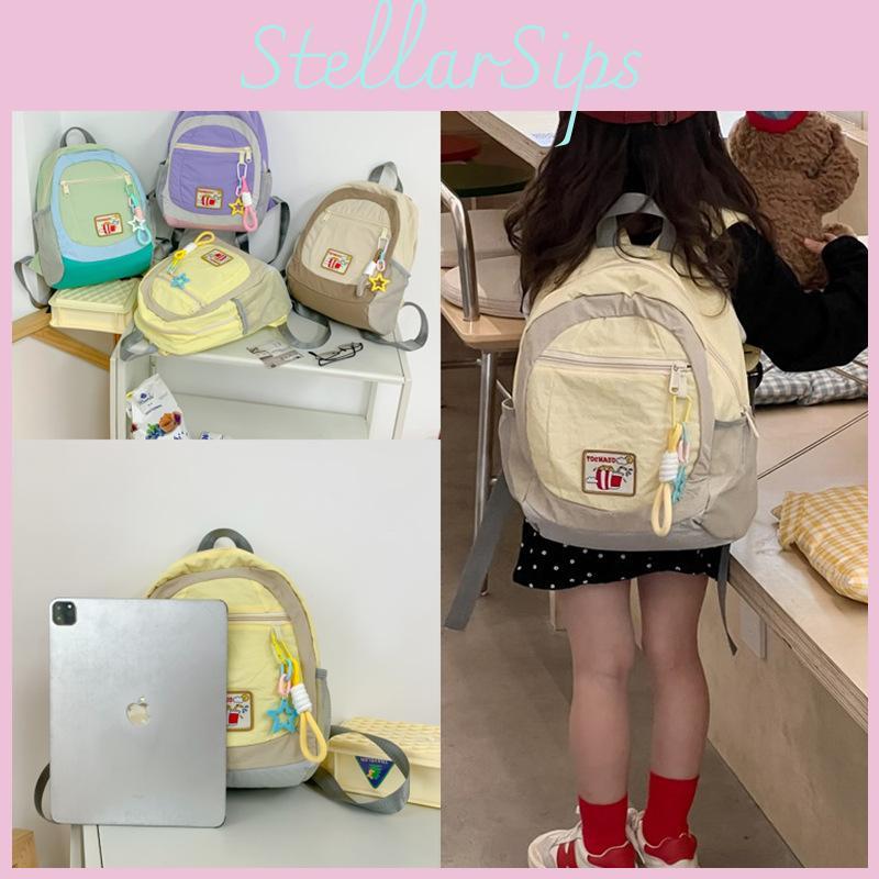 Color Childrens Contrast Backpack With Canvas Material For Daily College Style