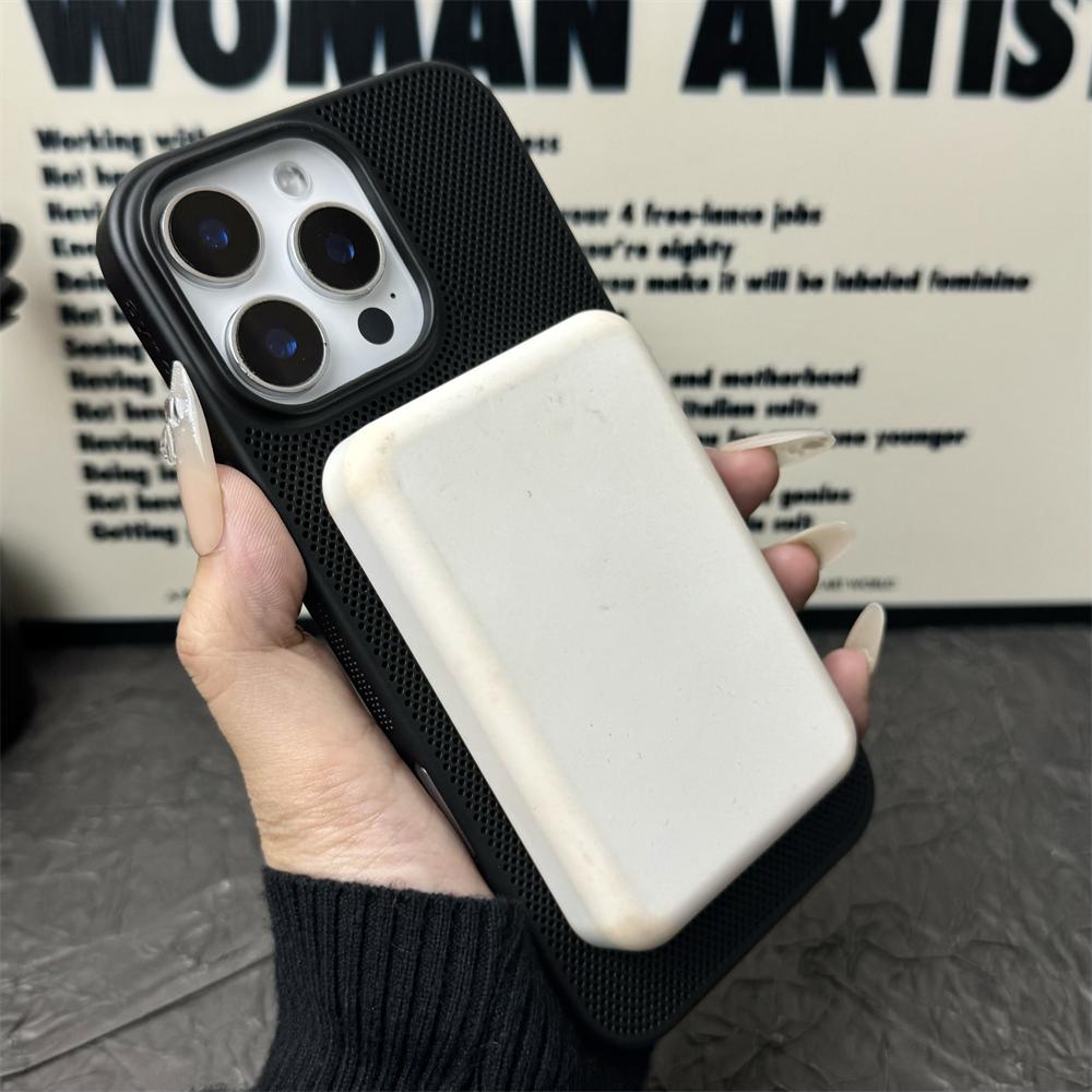 For Magsafe Heat Dissipation Hole Magnetic Phone Cases For iPhone 16 15 14 13 12 11 Pro Max Plus Case LOGO Hole Breathable Cover
