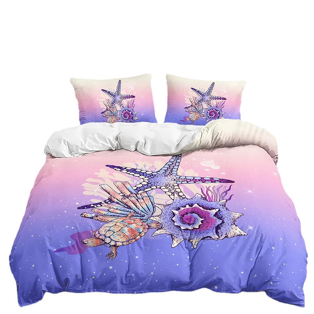 Bed Three-Piece Aquatic Animal Marine Quilt Cover 3D Digital Printing Kit