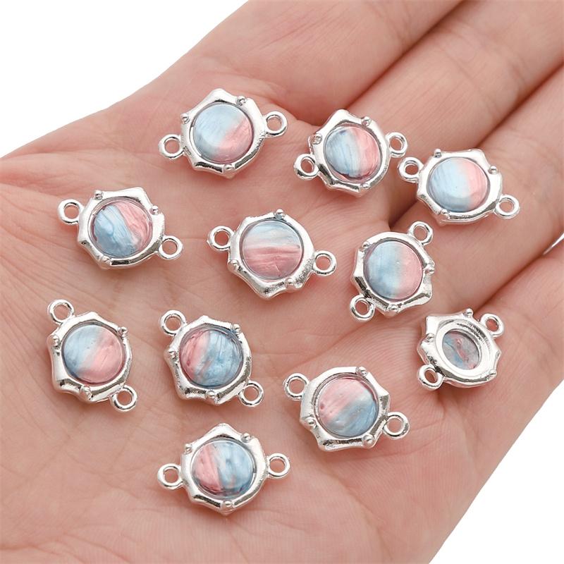 1pc/bag 12x17.5mm Alloy Cat Eye Stone Double Hanging Hole Pendant DIY Bracelet Necklace Earrings Jewelry Accessories