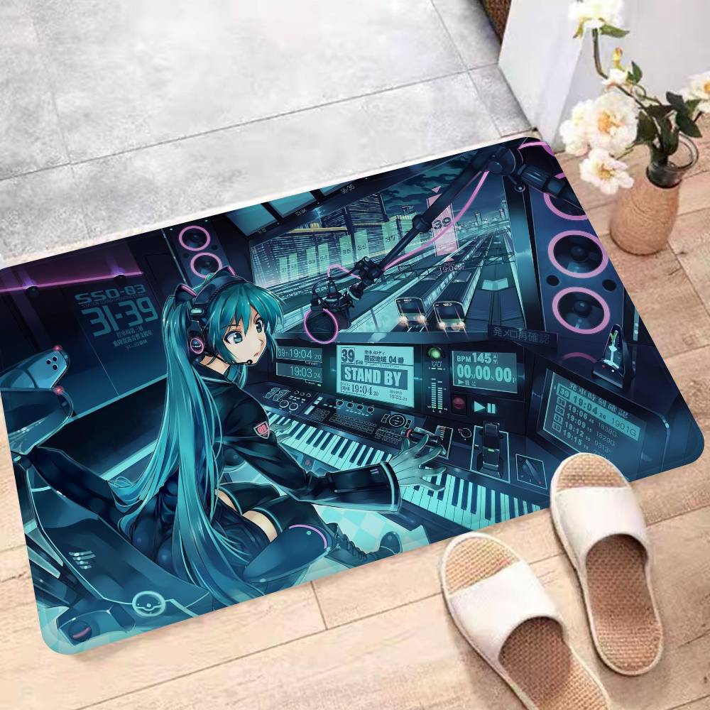 Musik H-Hatsune M-Miku Fußmatte Rutschfest Waschraummatte Waschraumdeko Balkon Kind Wohnzimmer Haushaltsteppiche