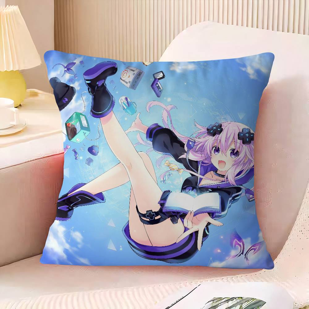 H-Hyperdimension N-Neptunia Cushion Cover Pattern Soft Plush Pillow Case For Home Living Room Sofa Deco