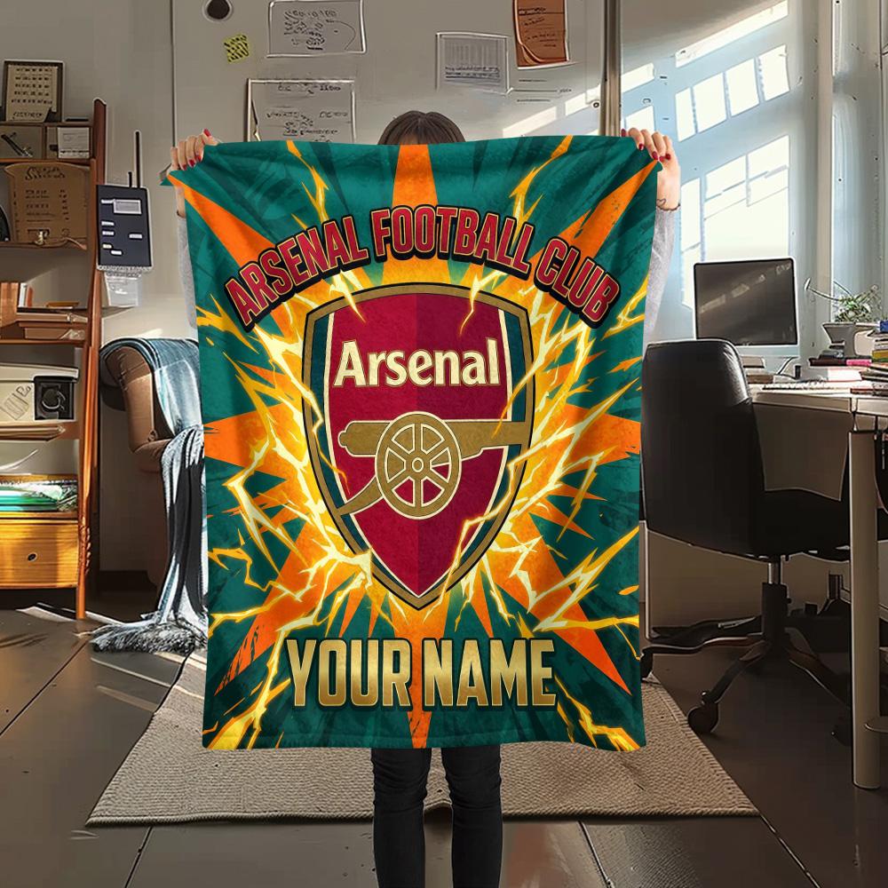 Custom Name Arsenal Flannel Blanket, High Quality Comfortable for All Seasons, Home Decor, Warmth and Comfort