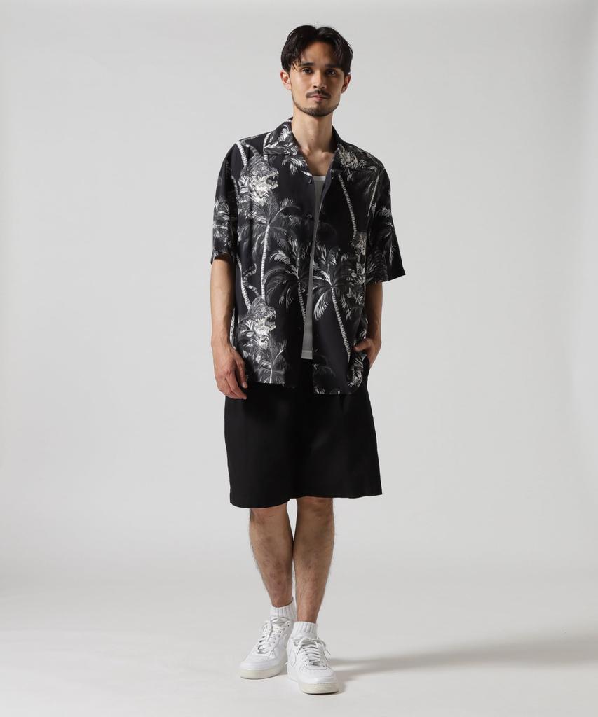 AVIREX ALOHA SHIRT TIGER & PALM TREE Men's M 010 Black 783-5123006