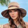 2-Way Adjustable Women's Bohemian Embroidered Sun Hat - Wide Brim Windproof Fisherman Hat with Vibrant Geometric Patterns, All-Season Outdoor Travel