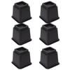 6pcs Bed Risers 5in High Quadrate Trapezoidal Ergonomic Plastic Black Furniture Risers Blocks for