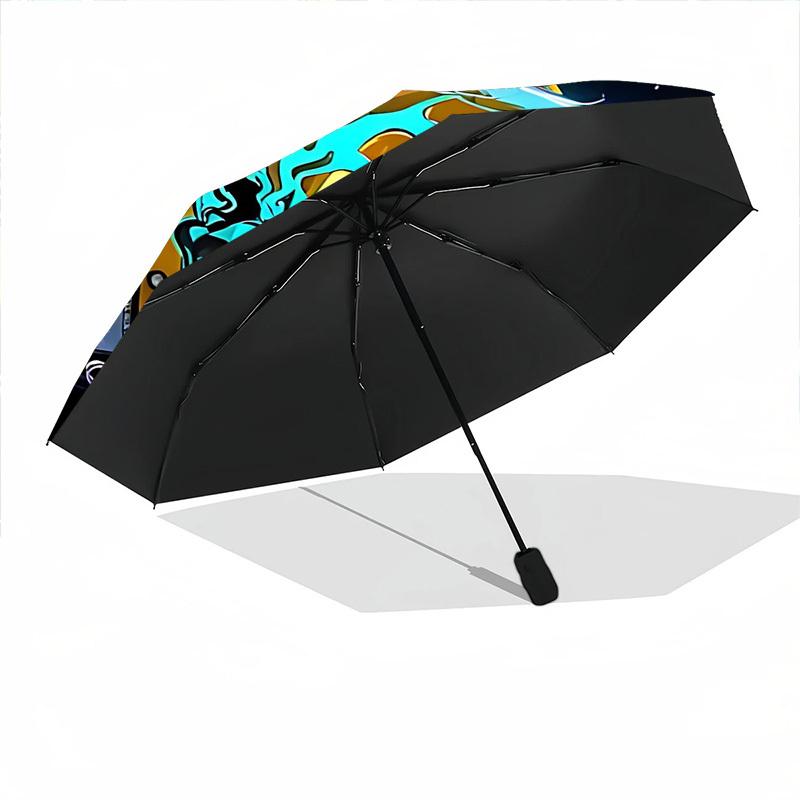 1pc KPop Demon Hunters Automatic Folding Umbrella, Automatic Folding Umbrella with 8 Ribs, Convenient for Outdoor Use 010