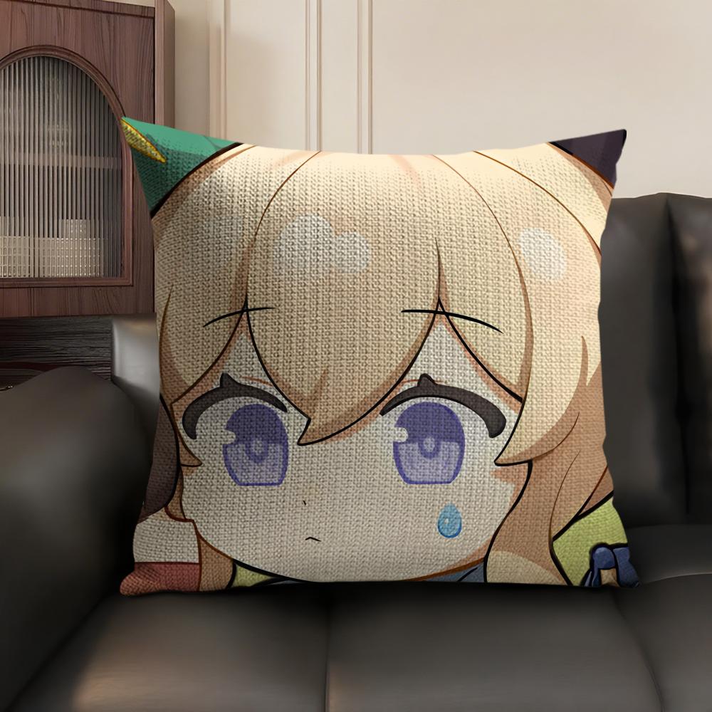 Jean Cute Cute Genshin Impact Cushion Cover Natural Linen Organic Fabric DoubleSided Printing Sofa Home Decor Gift Pillow Case