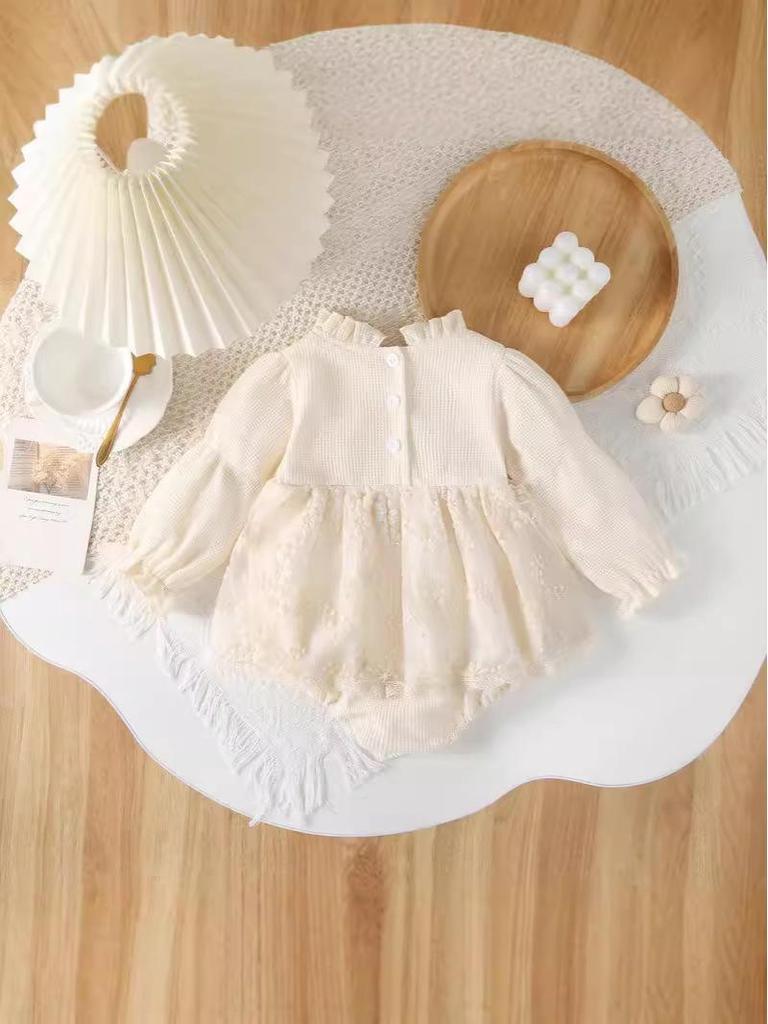 Set Abito in Pizzo e Tulle e Tutina per Neonato - Outfit Completo per il Primo Compleanno con Pantaloni Harem