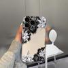 Black Lace White Lily Flower Print Clear Phone Case for iPhone 17 Pro Max 16 15 Pro 14 13 12 11 XR 17Air 16 Plus Silicone Cover
