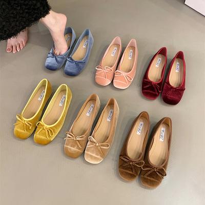 Fashion Bailamos Brand New Women Velvet Flats Fashion Shallow Slip On Ballet Shoes Soft Ladies Dress Ballerina Shoes Laofers Mujer