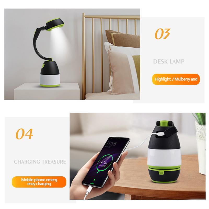 Multi-function LED USB Rechargeable Camping Light/ Lamp Outdoor Hiking Home 3 In1 Flashlight Table Desk Lamp Power Bank