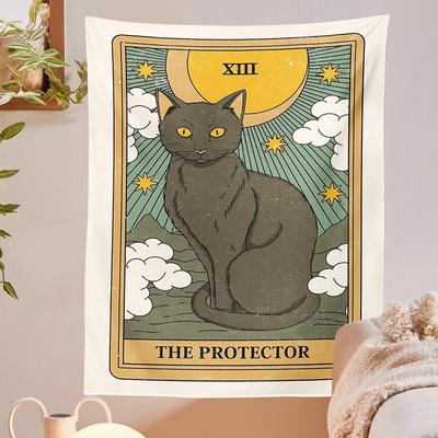 Kedi Duvar Asılı Halılar Kedi Kehanet Büyücülük Tarot Kartı Goblen Ev Duvar Ay Evresi Mat Dekor