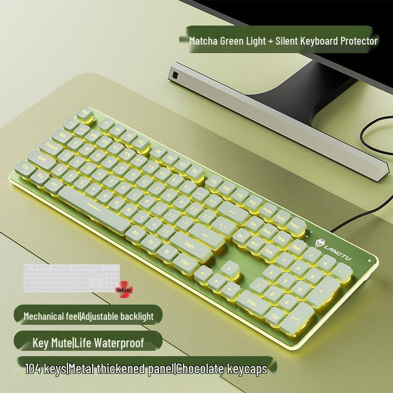 Langtu Silent Wired Mechanical Keyboard and Mouse Set for Office Use - Men & Women