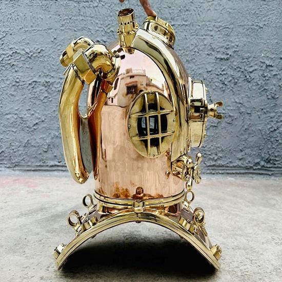 55.88 Cm Copper Brass Diving Helmet U.S Navy Mark V Scuba Divers Helmet