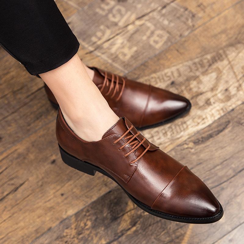 Small Leather Shoes Lazy Pointed Hair Stylist British Block Business Dress Casual Shoes