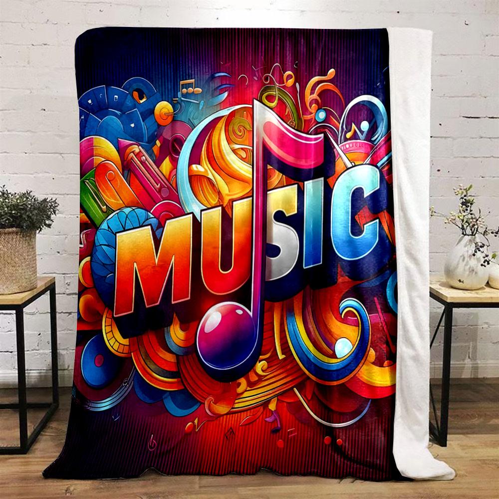 Colorful Music Note Design Print Blanket Soft and Cozy Perfect for the Living Room Bed Sofa or a Nap,gift