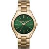 MK3435 Slim Runway Green Dial Gold-Tone Ladies Watch