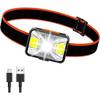 USB Rechargeable Headlamp, 1000mAh 1800 Lux Super Bright Head Torch with 5 Lighting Modes IPX5 Waterproof COB Headlamp