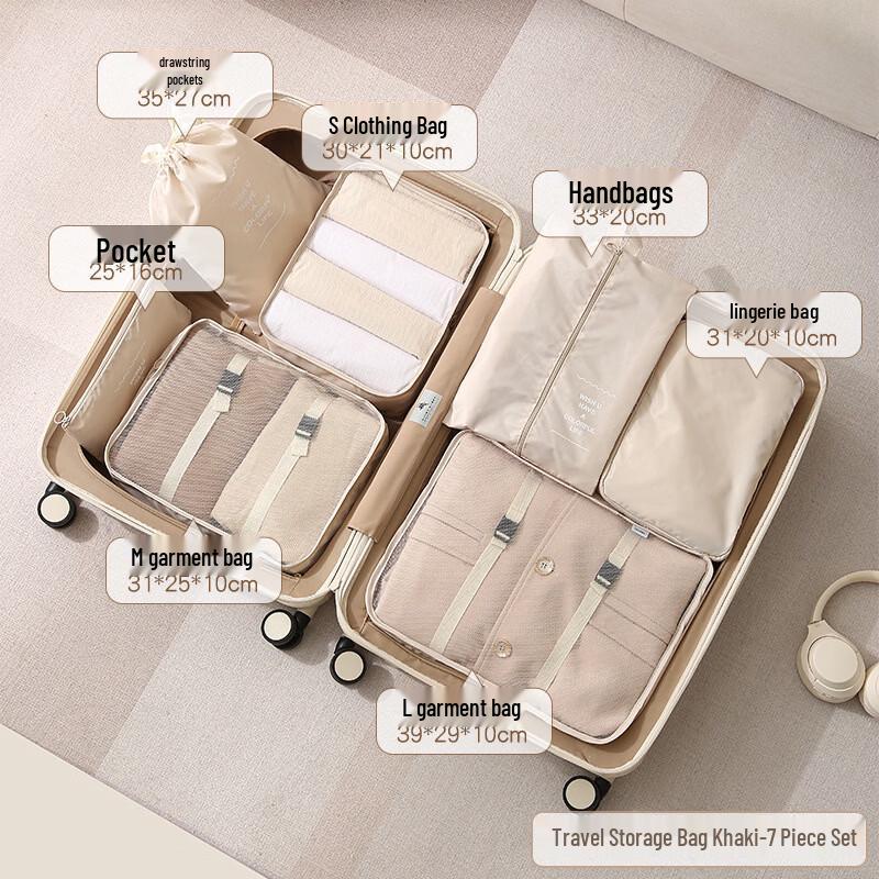 MDNG 7-Piece Twill Travel Luggage Organizer Set