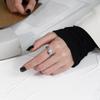 Women's High-end European Style Aged Blackened S925 Sterling Silver Ring with Retro Thai Letter Design