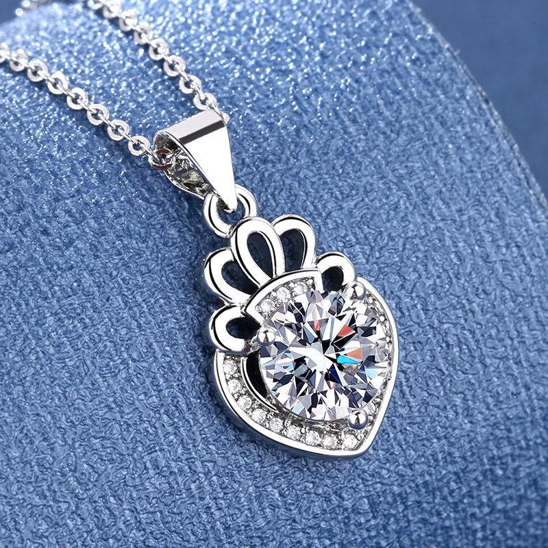 925 Silver Necklace For Women Round Pendent Sparkling Pave CZ Necklace Fashion Anniversary Birthday Jewelry Gifts N755