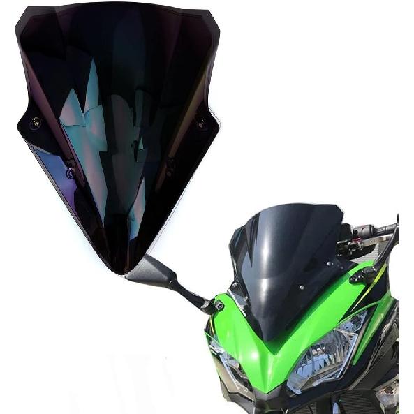 for Kawasaki Ninja 650 Windscreen Double Bubble Windshield Deflector for Kawasaki Ninja 650 EX650 ER6F 2017-2019(Transparent) чёрный