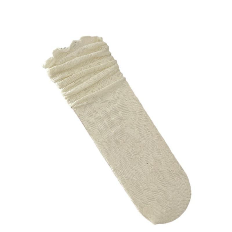 2 Pairs of Summer Ballet Style Thigh-high Socks, Thin and Sweet Girl Breathable Mesh Pile Socks, Lace Socks