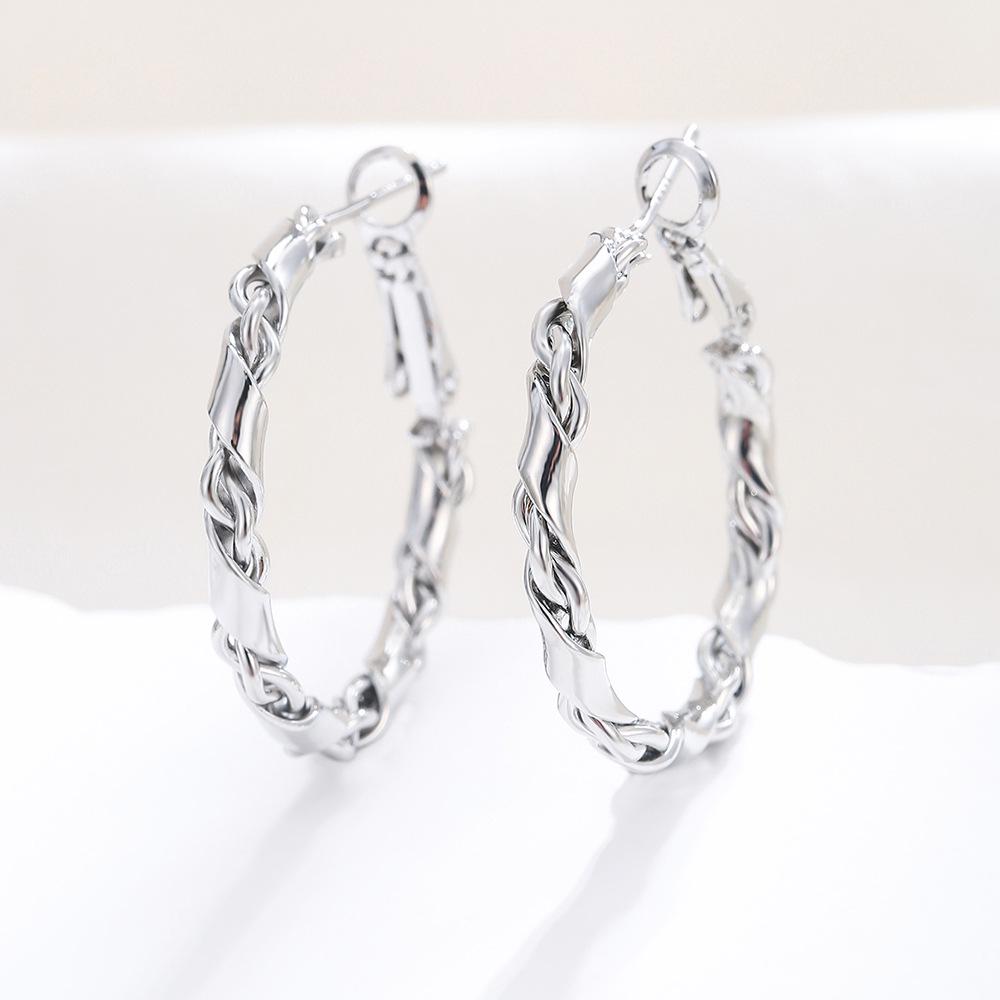 

Серьги из серебра 925 пробы в ретро-стиле с обернутыми цветами - серьги-кольца с французской косичкой для женщин, круглые украшения для ушей в холодном стиле