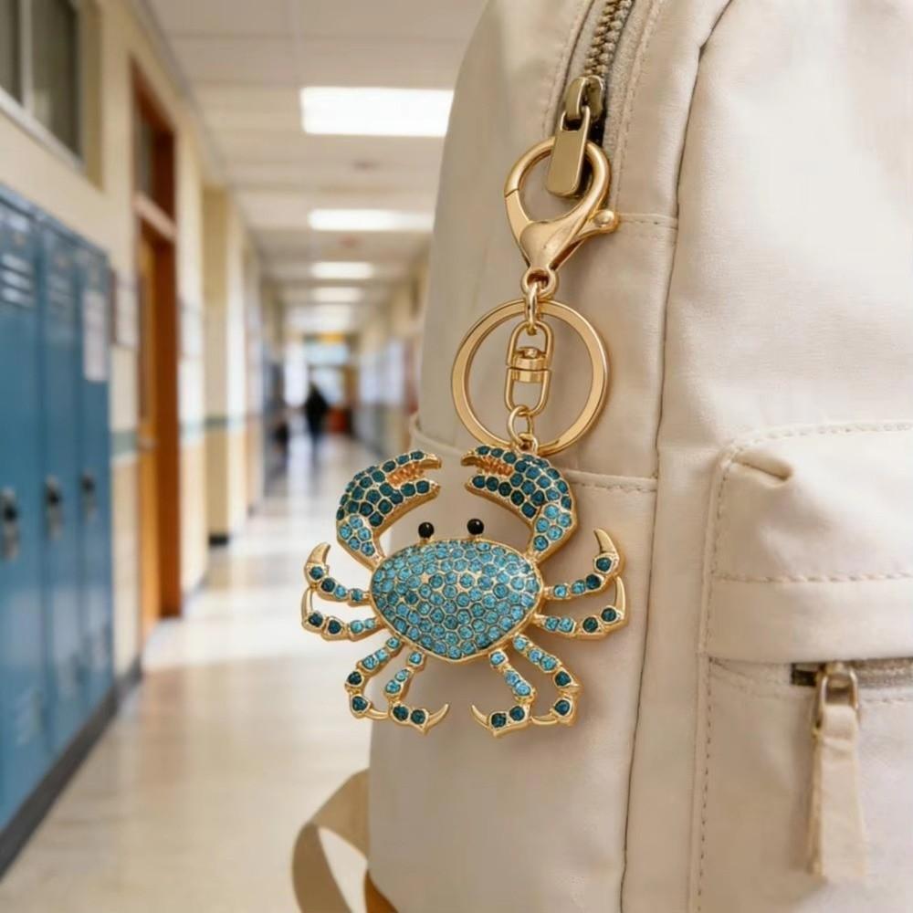 Crab-shaped Crab Keychain Sparkling Rhinestones Crystal Crab Key Ring Cute Crab Charm Key Ring Bag