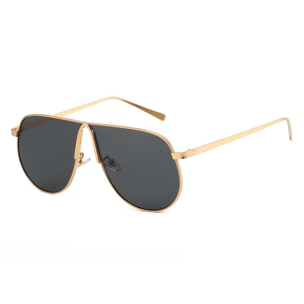 Metal Large Frame One-Piece Retro Toad Glasses Sunglasses Women'S High-End Street Sunglasses