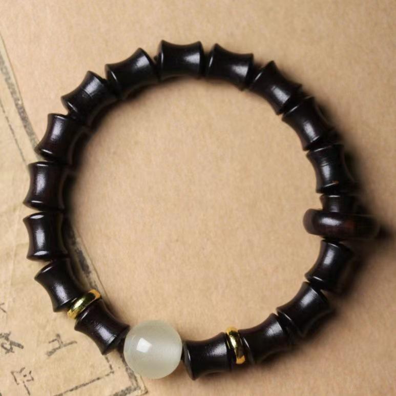 Red Pine & Green Sandalwood Beads with Shoushan Stone Bracelet - Unisex Chinese Style