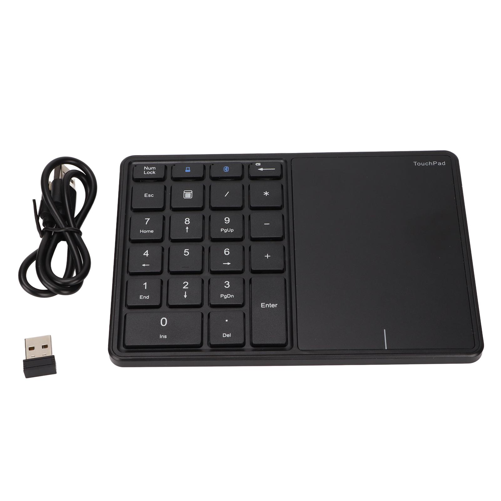 

2 in 1 Wireless Number Pad Touchpad 22 Keys Wireless 4.2 2.4G Type C Charging 500mAh Battery Numeric Keypad