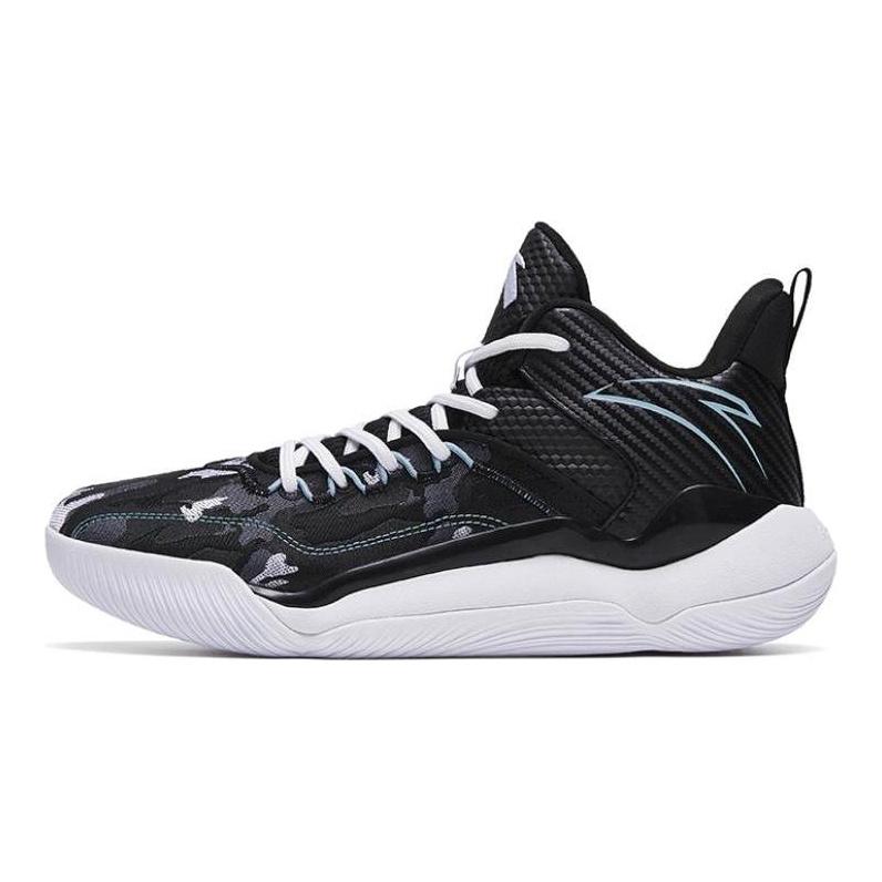 Anta Laser 4 Slip Resistant Abrasion Resistant Mid Top Basketball Shoes Men's Black White 112311607-7