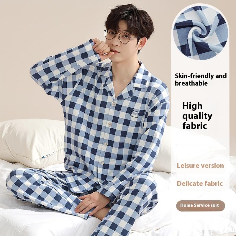 Autumn and Winter New Men's Pajamas Homewear Long-Sleeved Striped Leisure Homewear Suit Men's Spring and Fall Models Homewear