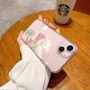 Simple pink and white tulip Apple 17pm mobile phone case anti-drop protective case iPhone15pm transparent soft case light and thin