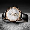 Carnival Men's Automatic Skeleton Leather Watch in Rose Gold and White