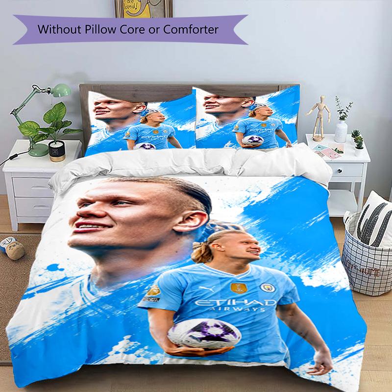 3pcs Haaland12 Design Cover Set - HD Printed Bedding with 1 Cover and 2 Pillowcases - Perfect for Home and Dorm Decor