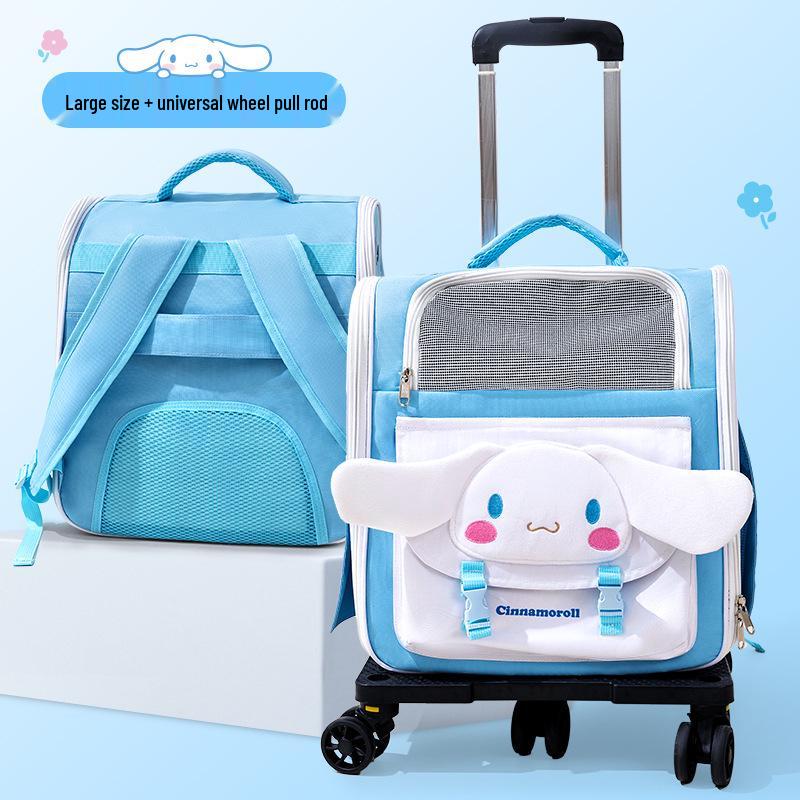 Portable Pet Carrier Trolley: Large Capacity Double Shoulder Bag for Dogs & Cats