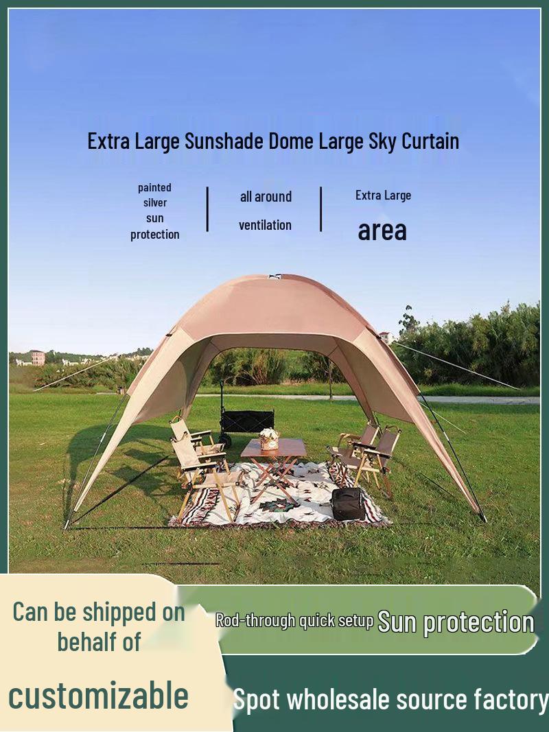 Extra Large Dome Canopy: Portable, Windproof, Rainproof Sunshade Tent for Outdoor Camping and Picnics Golden Sunshade Dome